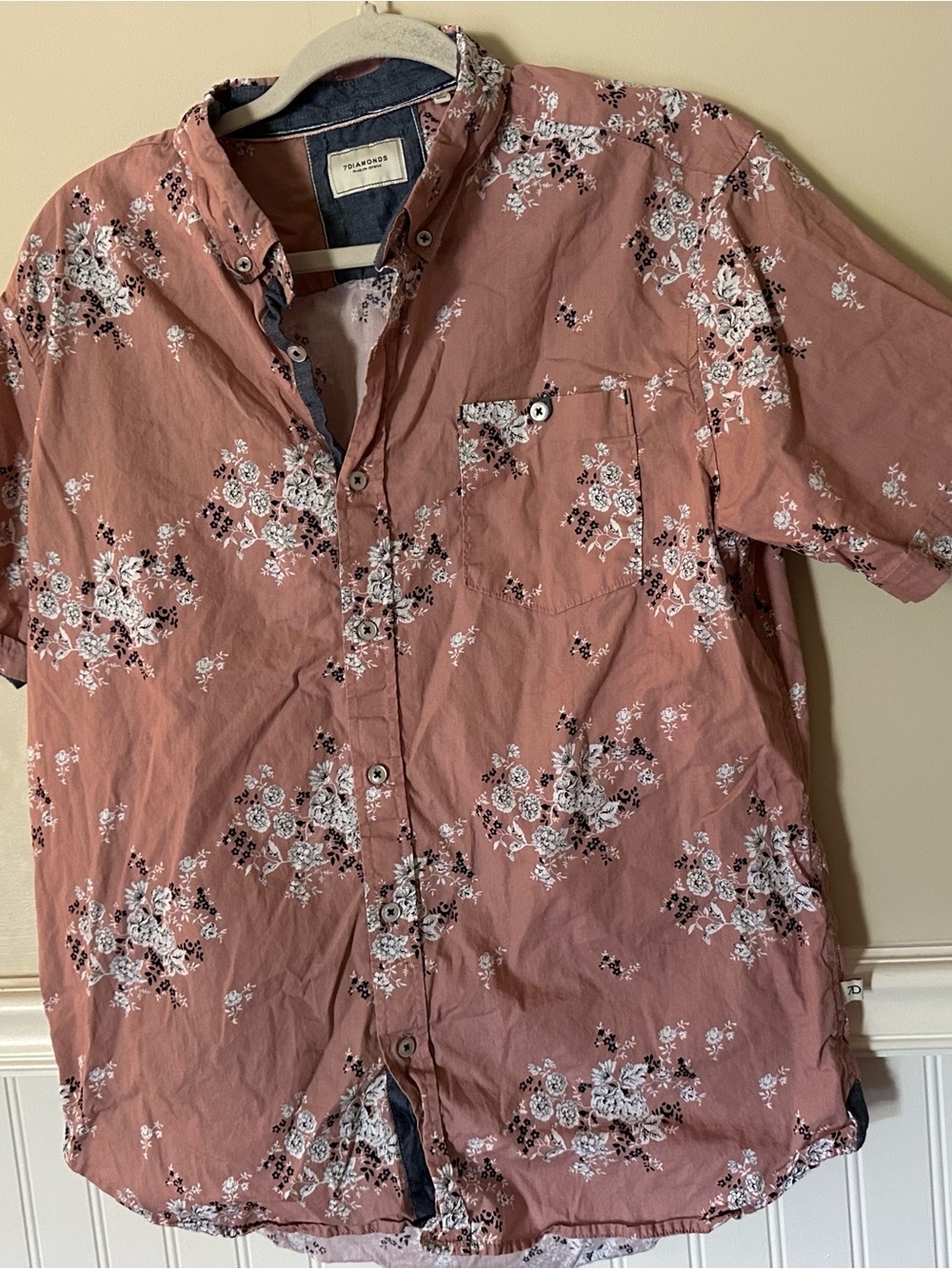 7 Diamonds Men's Dusty Rose Floral Short-Sleeve Button-Down Shirt